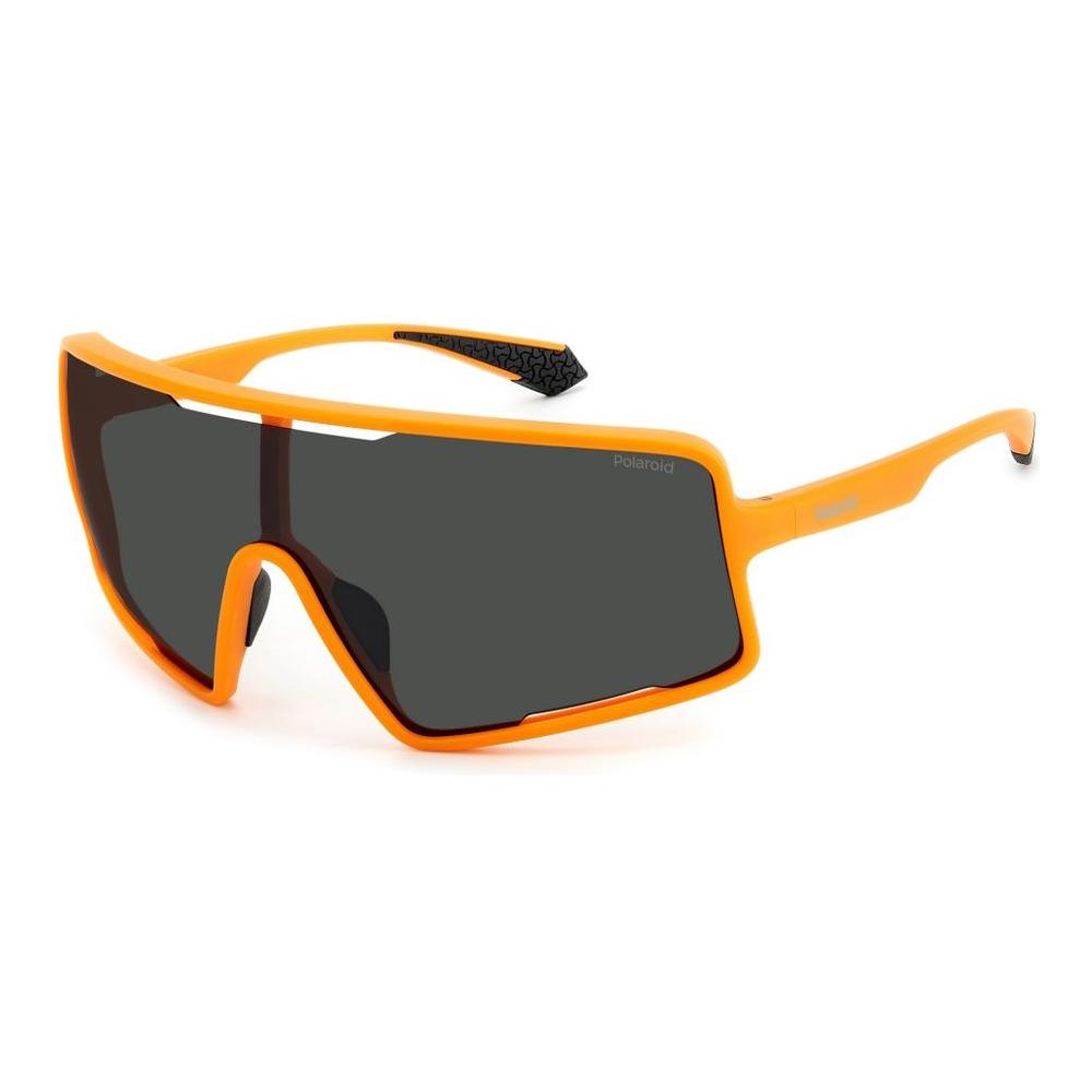 Polaroid Sport orange plastic sunglasses with polarized grey lenses, model PLD7045S2M5, featuring a modern design for men.