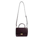 Michael Kors Purple Leather Logo Plaque Crossbody MINDY Satchel Bag