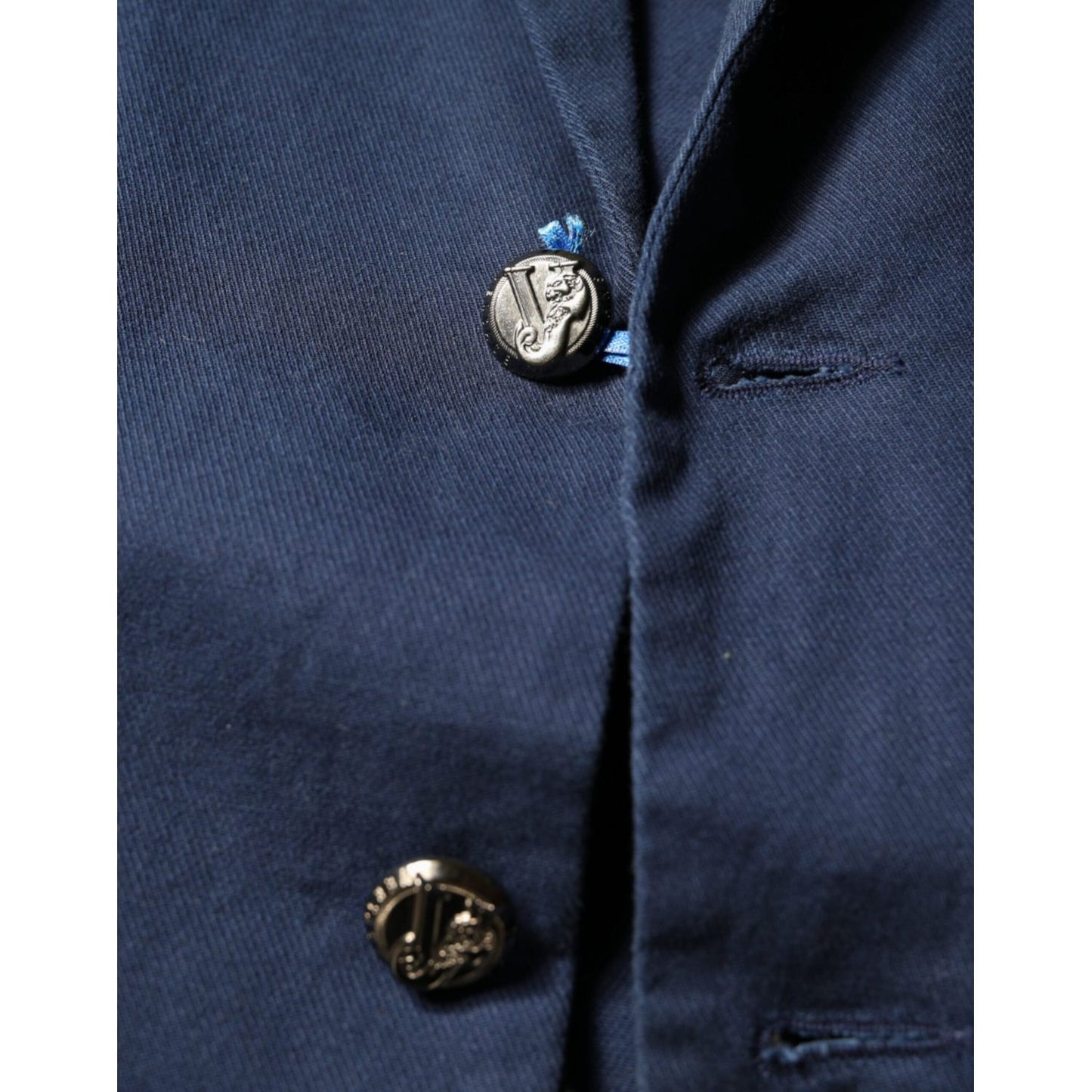 Dolce & Gabbana Blue Notch Single Breasted Dress Coat Blazer