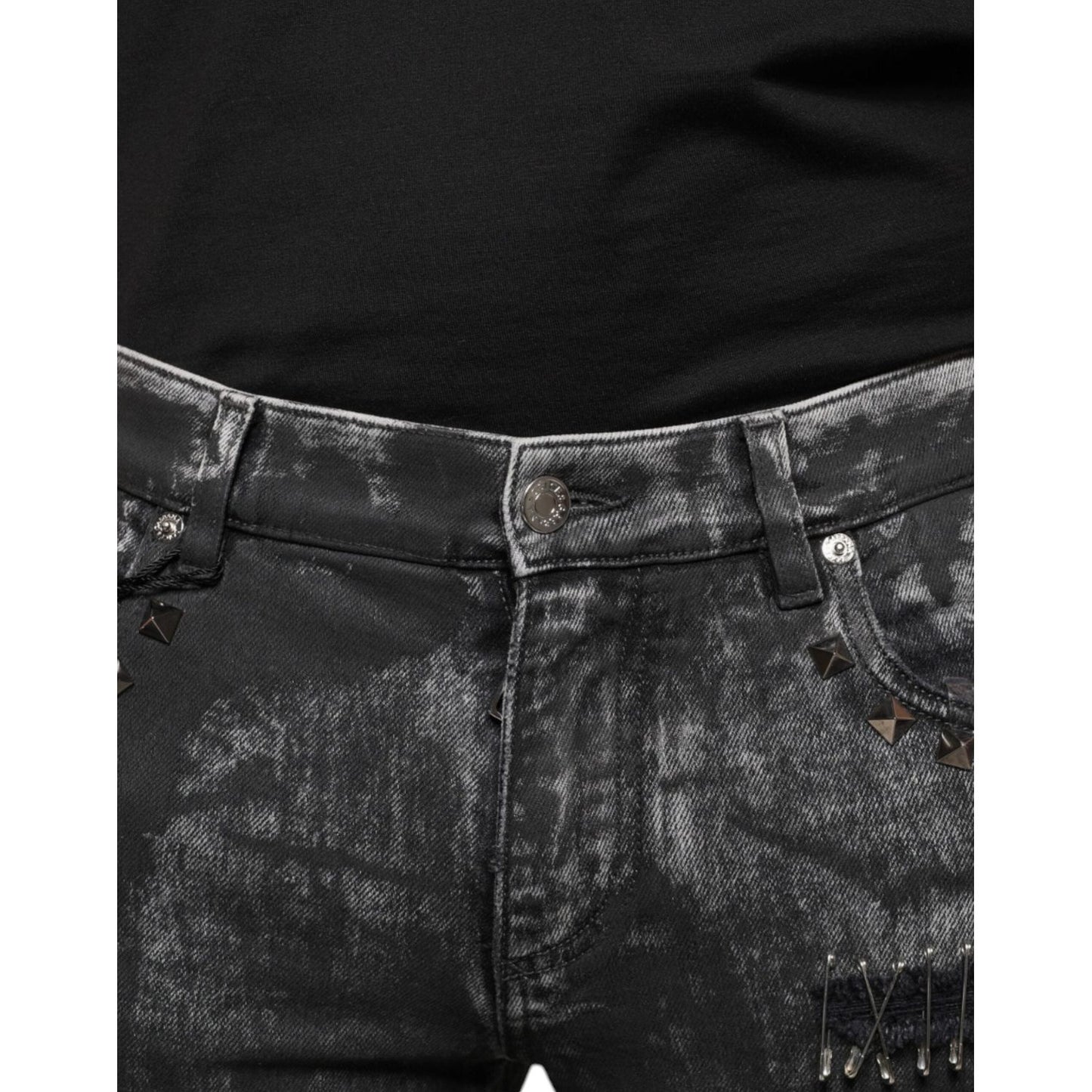 Dolce & Gabbana Black Embellished Cotton Skinny Denim Jeans PAN75040-48