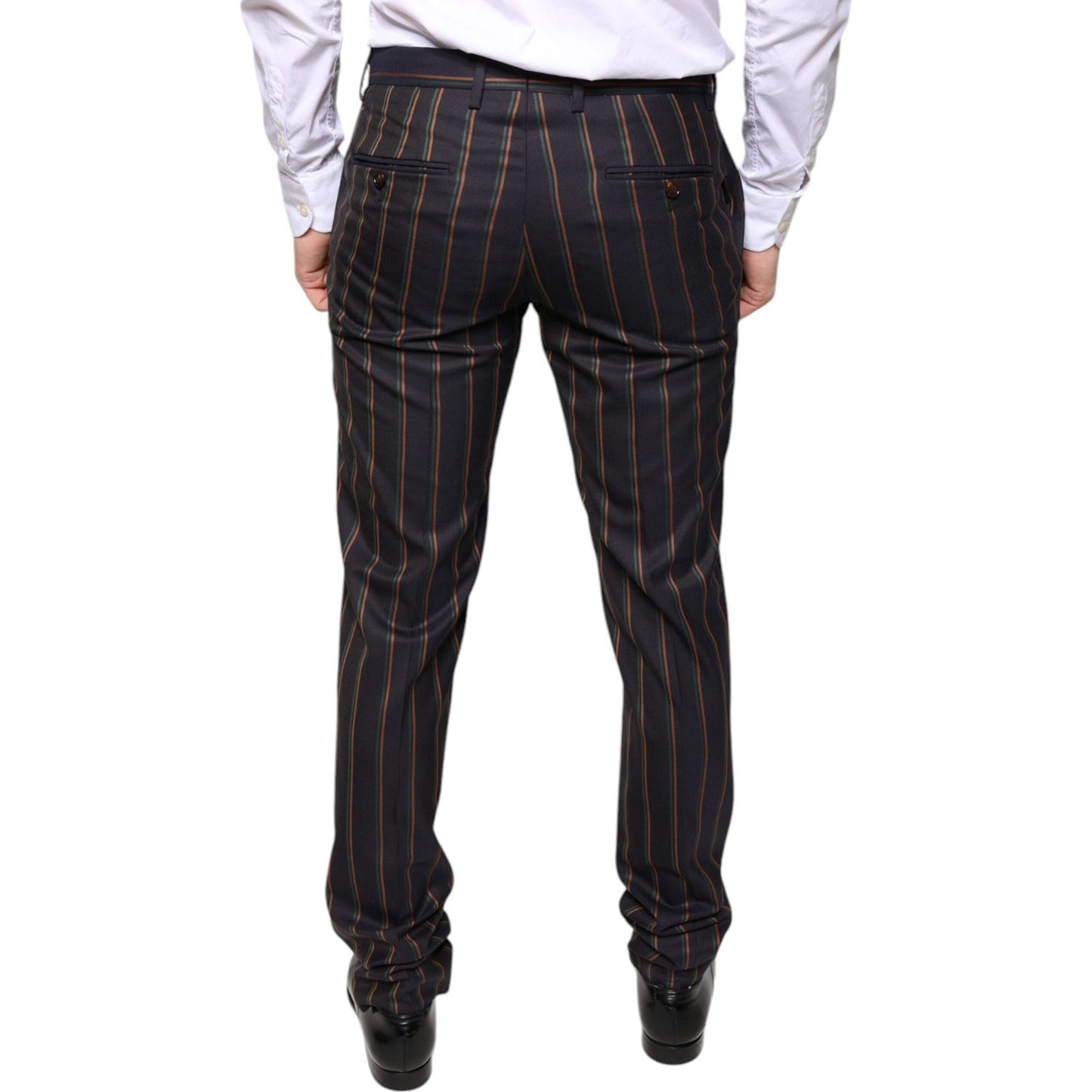 Dolce & Gabbana Brown Stripes Skinny Men Dress Pants Dolce & Gabbana Dark Slate Gray
