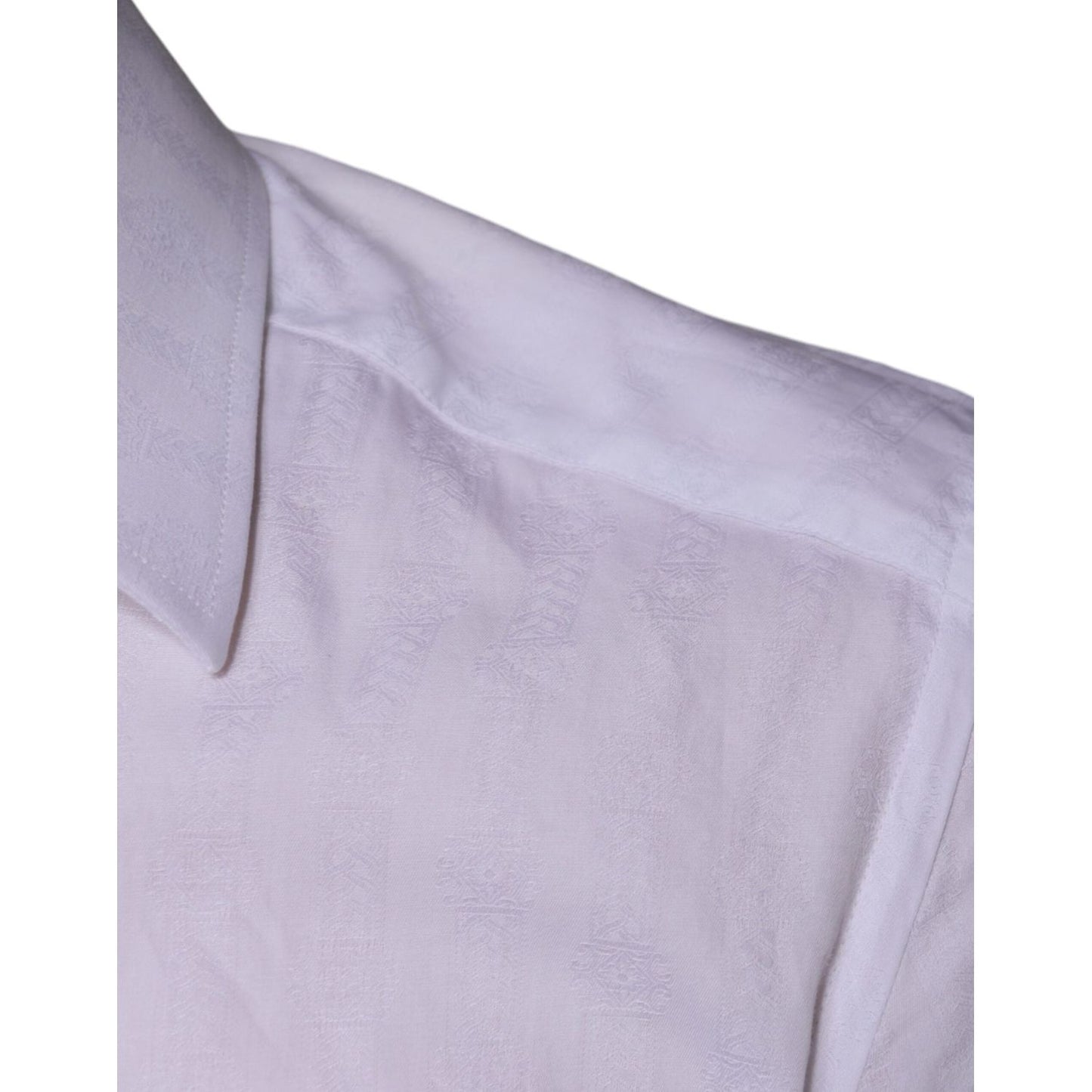 Dolce & Gabbana White Cotton Men Dress GOLD Formal Shirt Dolce & Gabbana Gray