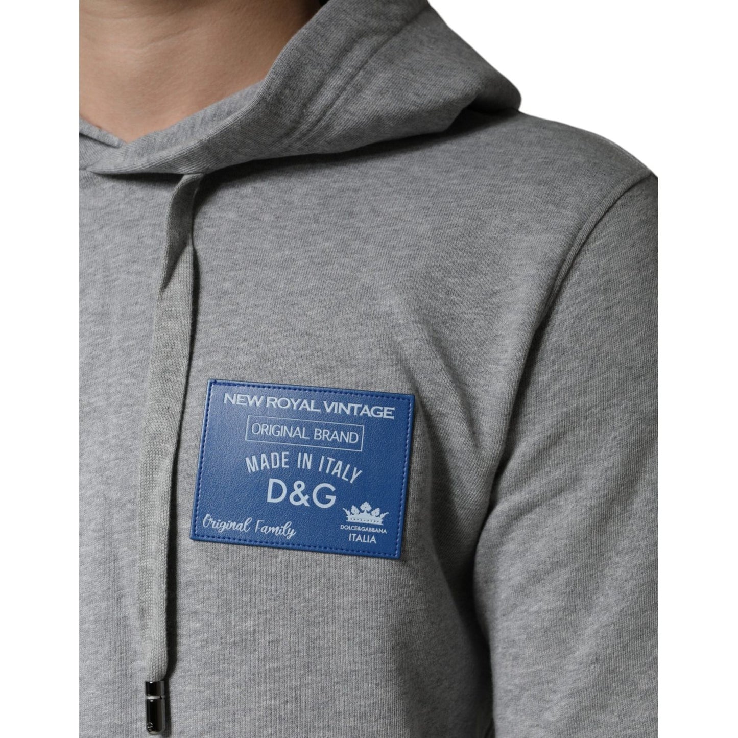 Dolce & Gabbana Gray Cotton Logo Hooded Sweatshirt Sweater Dolce & Gabbana Slate Gray