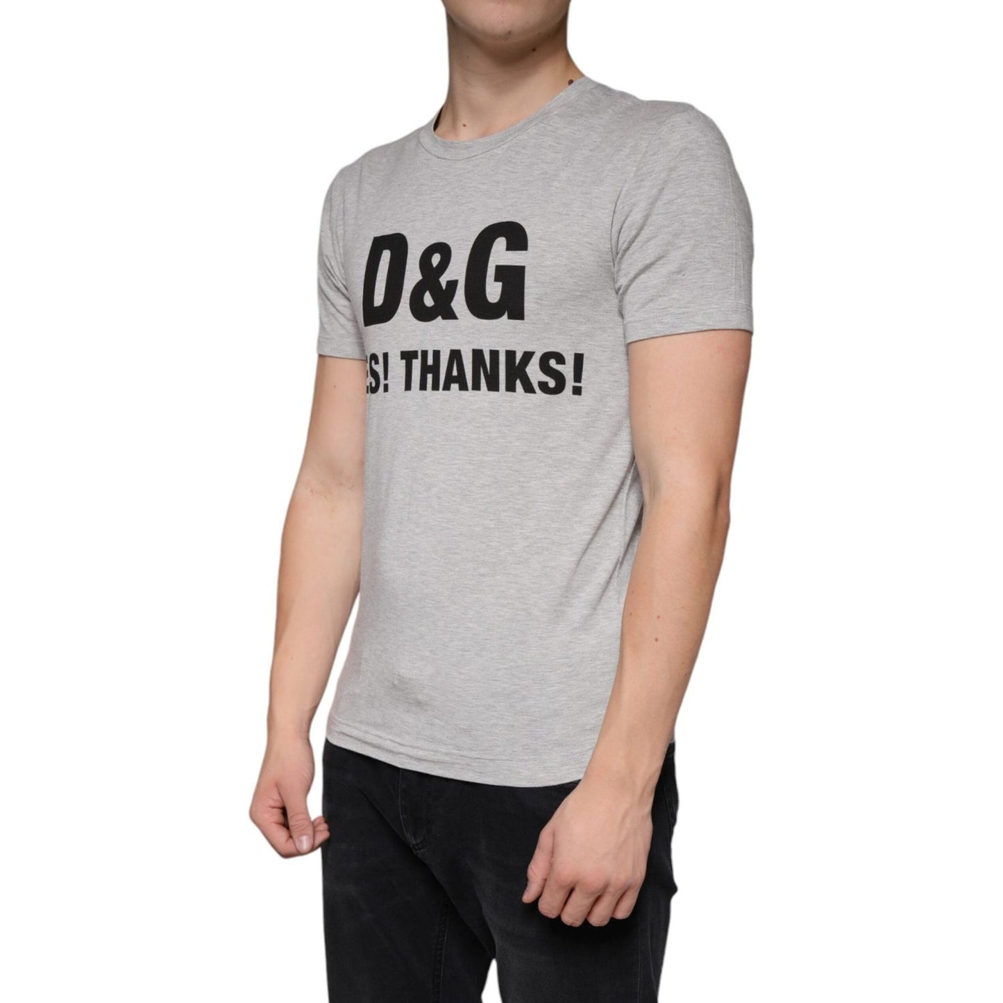 Dolce & Gabbana Gray Logo Print Crewneck Short Sleeve T-shirt Dolce & Gabbana Dark Gray