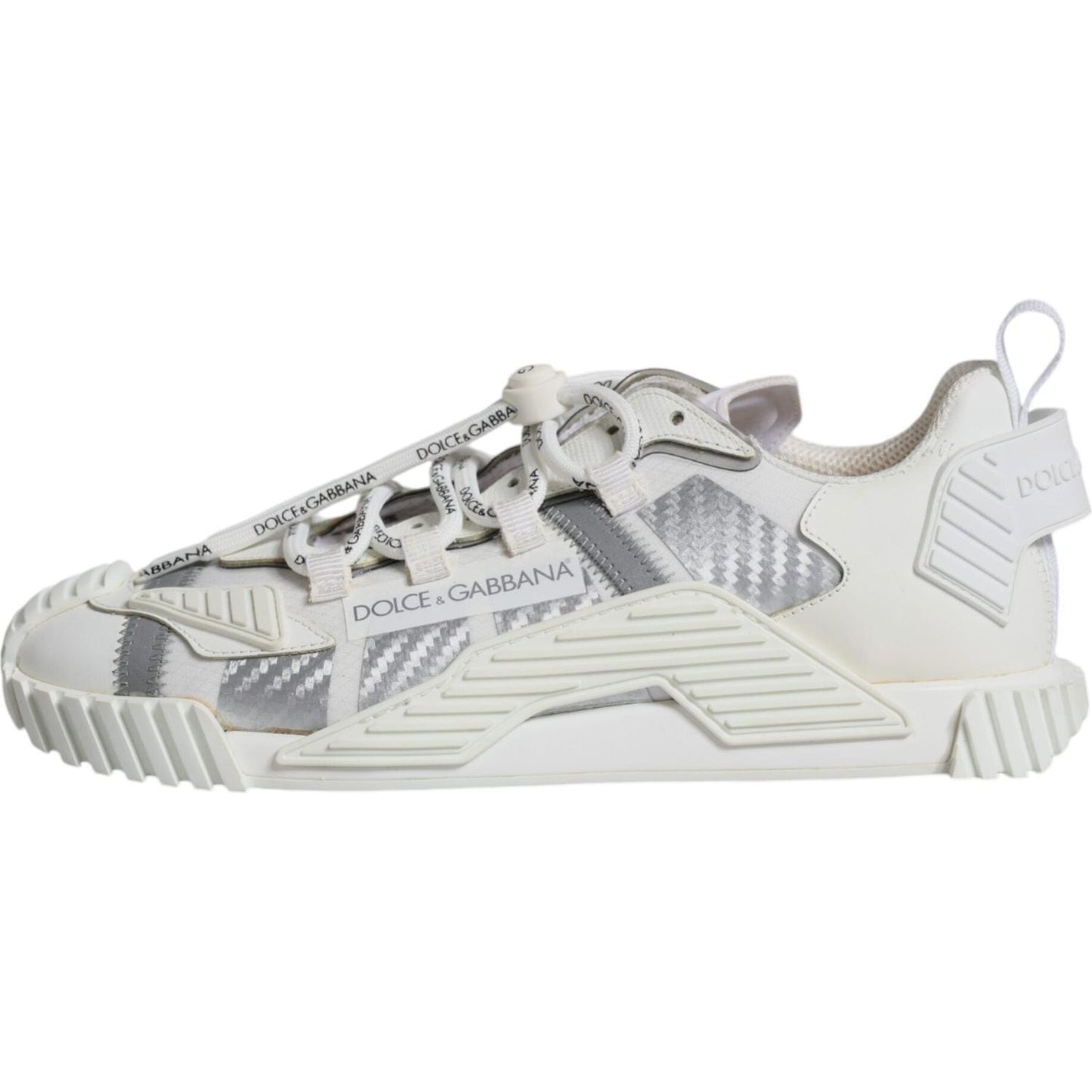 Dolce & Gabbana White Lace Up Low Top NS1 Sneakers Shoes Dolce & Gabbana Light Gray