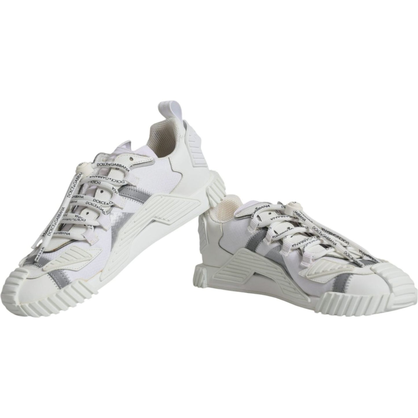 Dolce & Gabbana White Lace Up Low Top NS1 Sneakers Shoes Dolce & Gabbana Gray