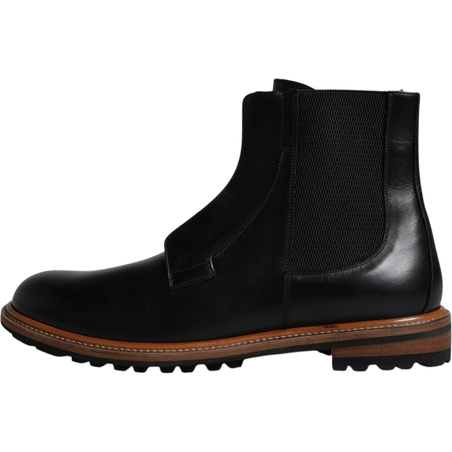 Dolce & Gabbana Black Leather Chelsea Mid Calf Men Boots Shoes Dolce & Gabbana Black