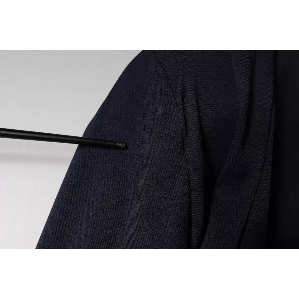 Ballantyne Dark Blue Long Sleeves Pleated A-line Maxi Dress Ballantyne Light Gray