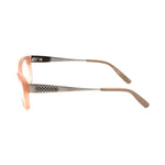 Bottega Veneta Bicolor Acetate Frames in matte pink and silver, side view with temple details, size 50/17/140 mm.