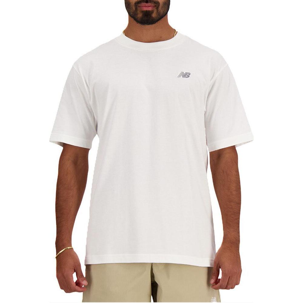 New Balance White Cotton T-Shirt New Balance Light Gray