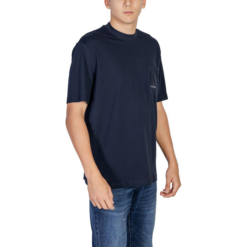 Armani Exchange Blue Cotton T-Shirt Armani Exchange Tan