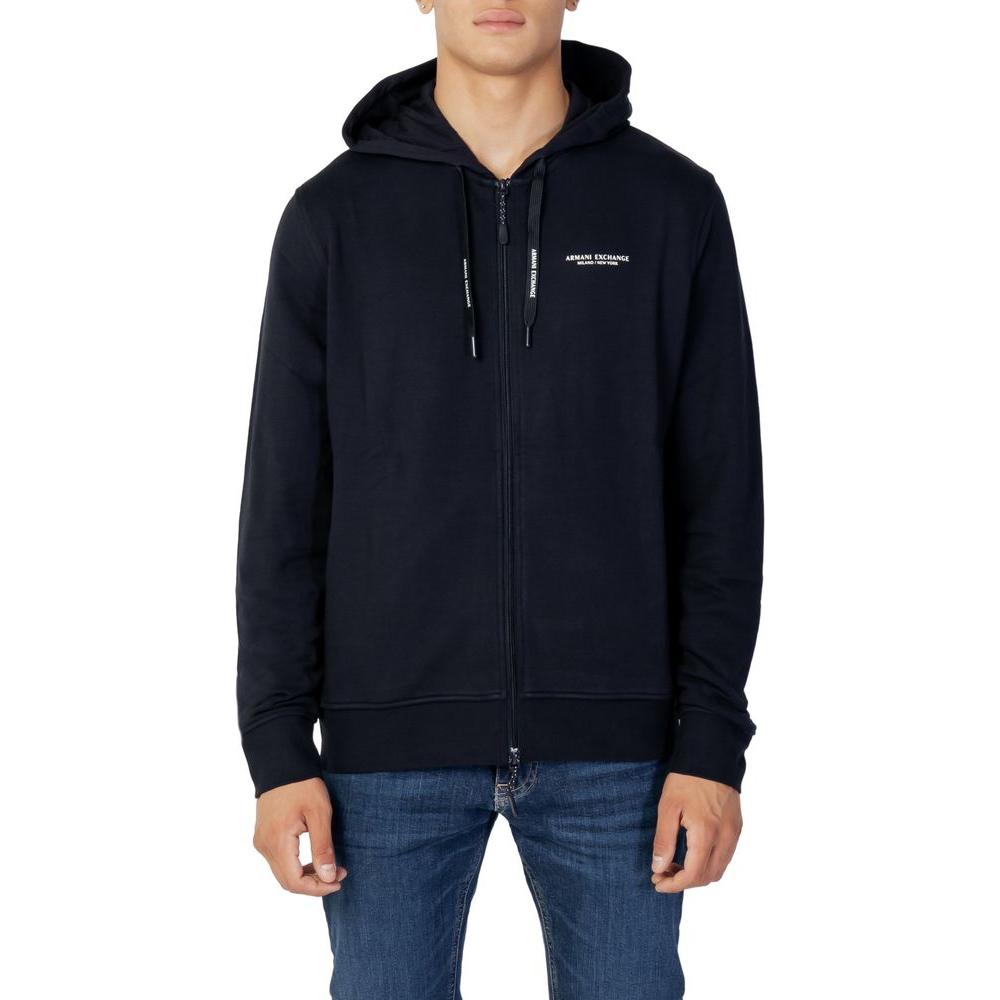 Armani Exchange Blue Cotton Sweater Armani Exchange Black