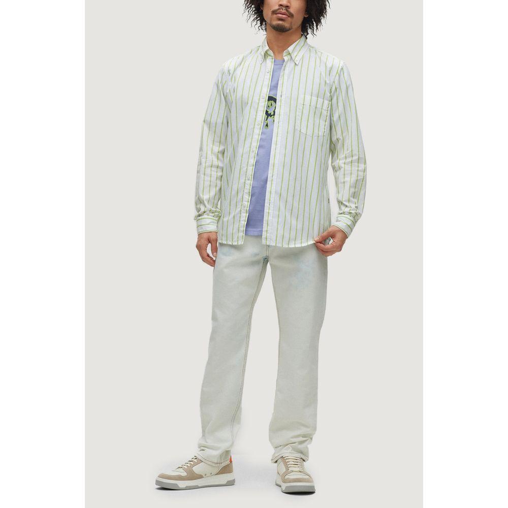 Hugo Boss Green Cotton Shirt Hugo Boss Light Gray