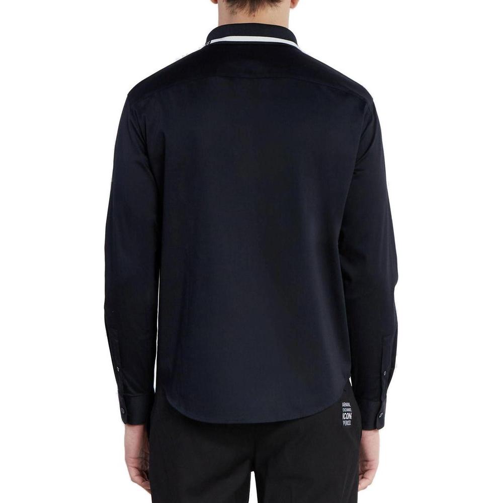 Armani Exchange Blue Cotton Shirt Armani Exchange Black