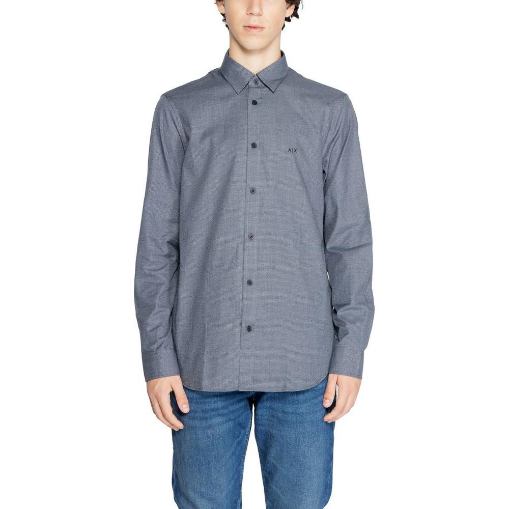 Armani Exchange Blue Cotton Shirt AR-14712000010-IT44 | S