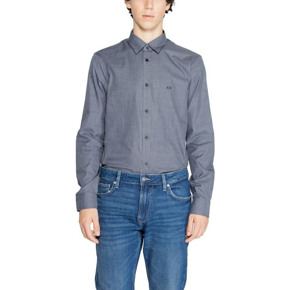 Armani Exchange Blue Cotton Shirt AR-14712000010-IT44 | S