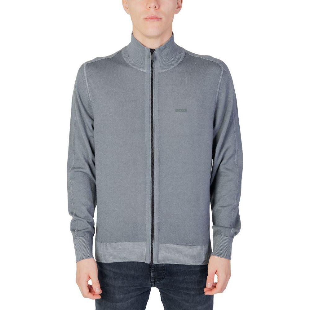 Hugo Boss Gray Wool Cardigan Hugo Boss Light Slate Gray