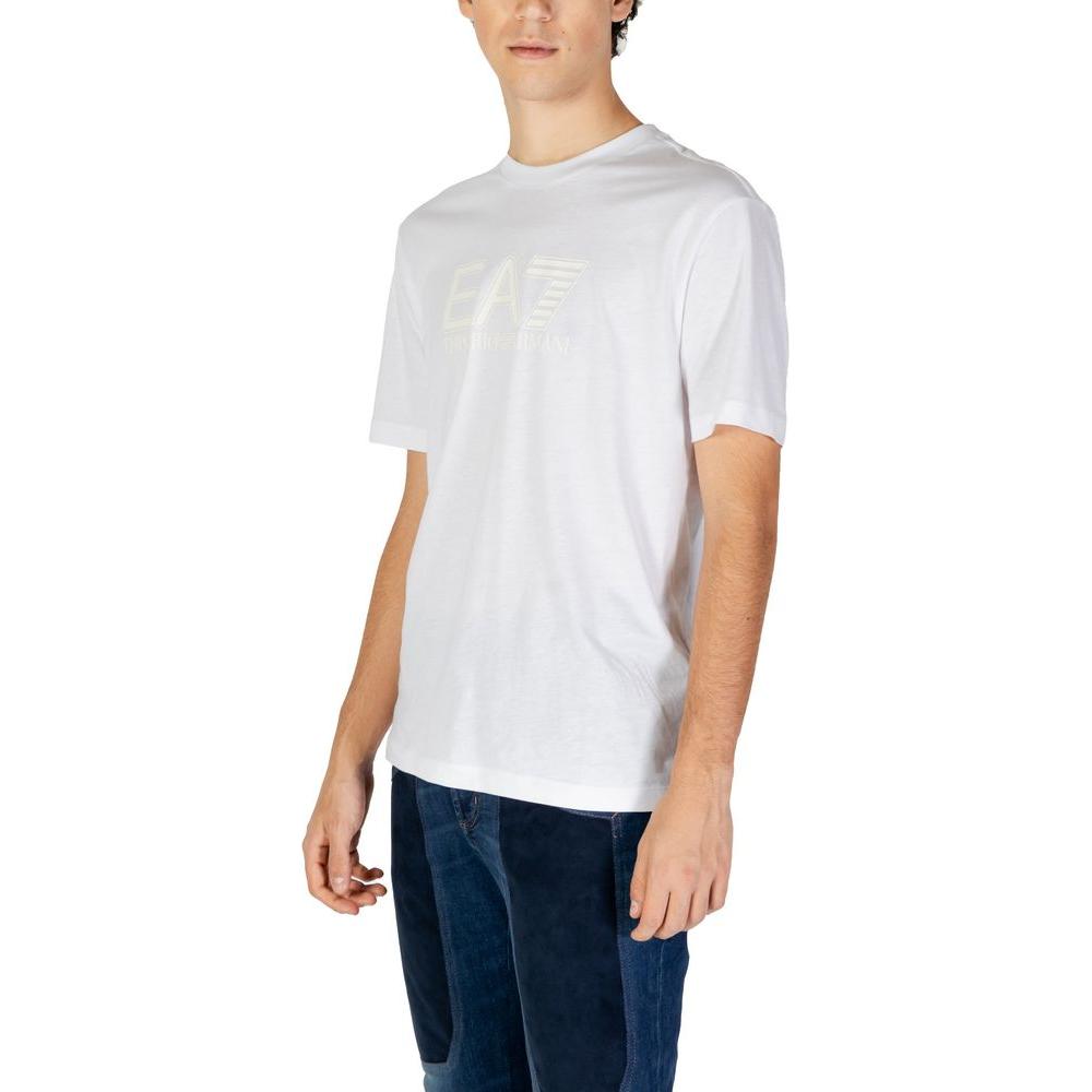 EA7 Emporio Armani White Cotton T-Shirt EA7 Emporio Armani Light Gray