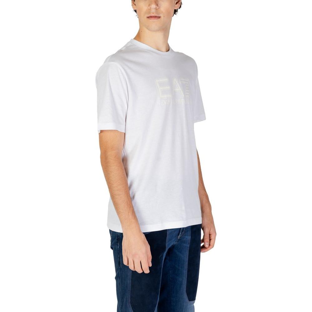 EA7 Emporio Armani White Cotton T-Shirt EA7 Emporio Armani Light Gray