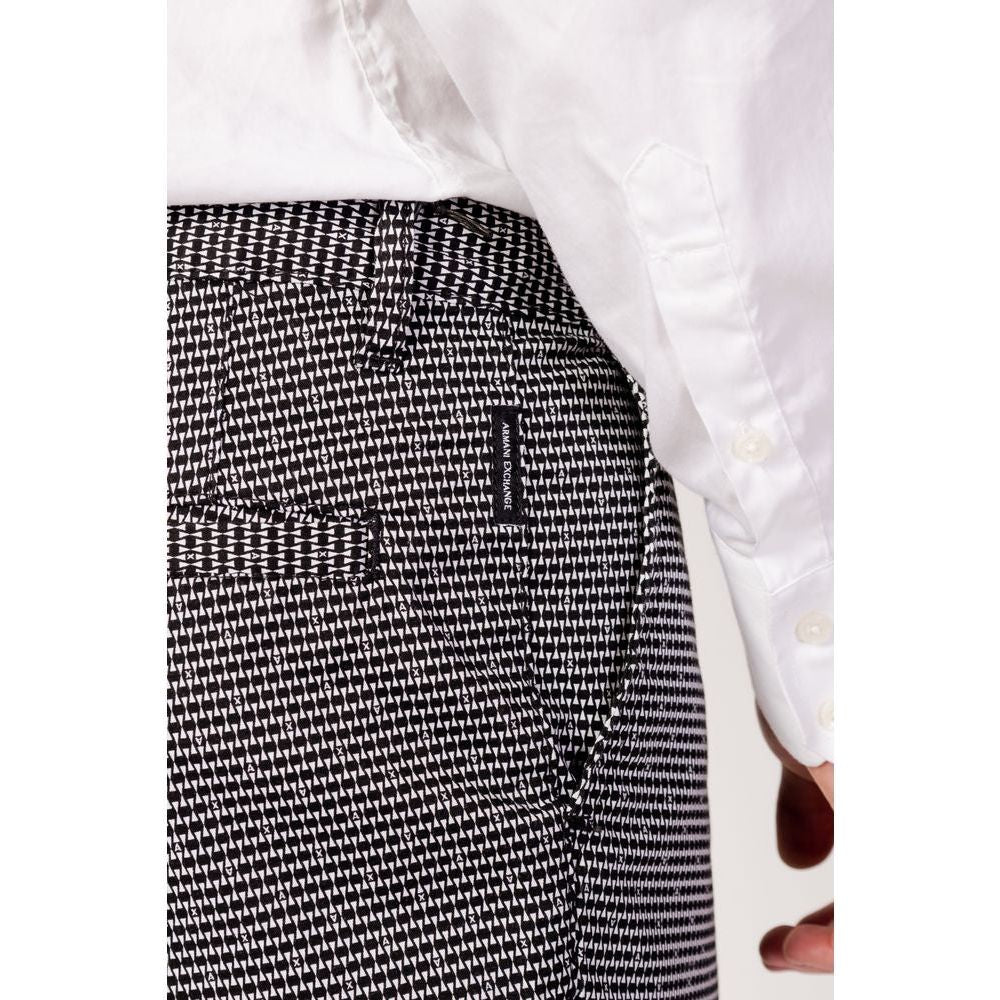 Armani Exchange Black And White Cotton Short Armani Exchange Light Gray