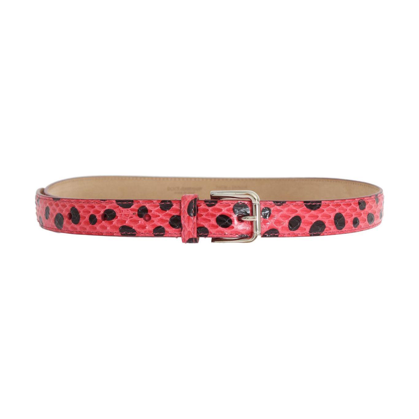 Dolce & Gabbana Pink Polka Snakeskin Silver Buckle Belt BEL10325-7