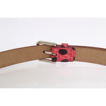 Dolce & Gabbana Pink Polka Snakeskin Silver Buckle Belt BEL10325-7