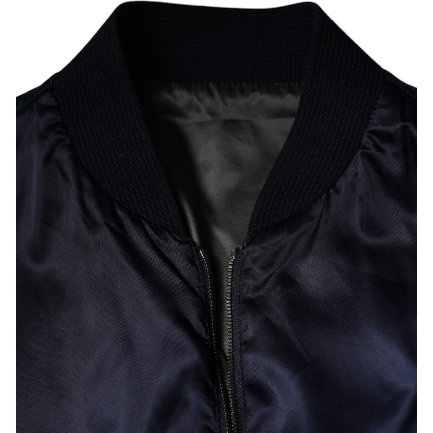 Dolce & Gabbana Blue Crown Heart Full Zip Men Bomber Jacket Dolce & Gabbana Black