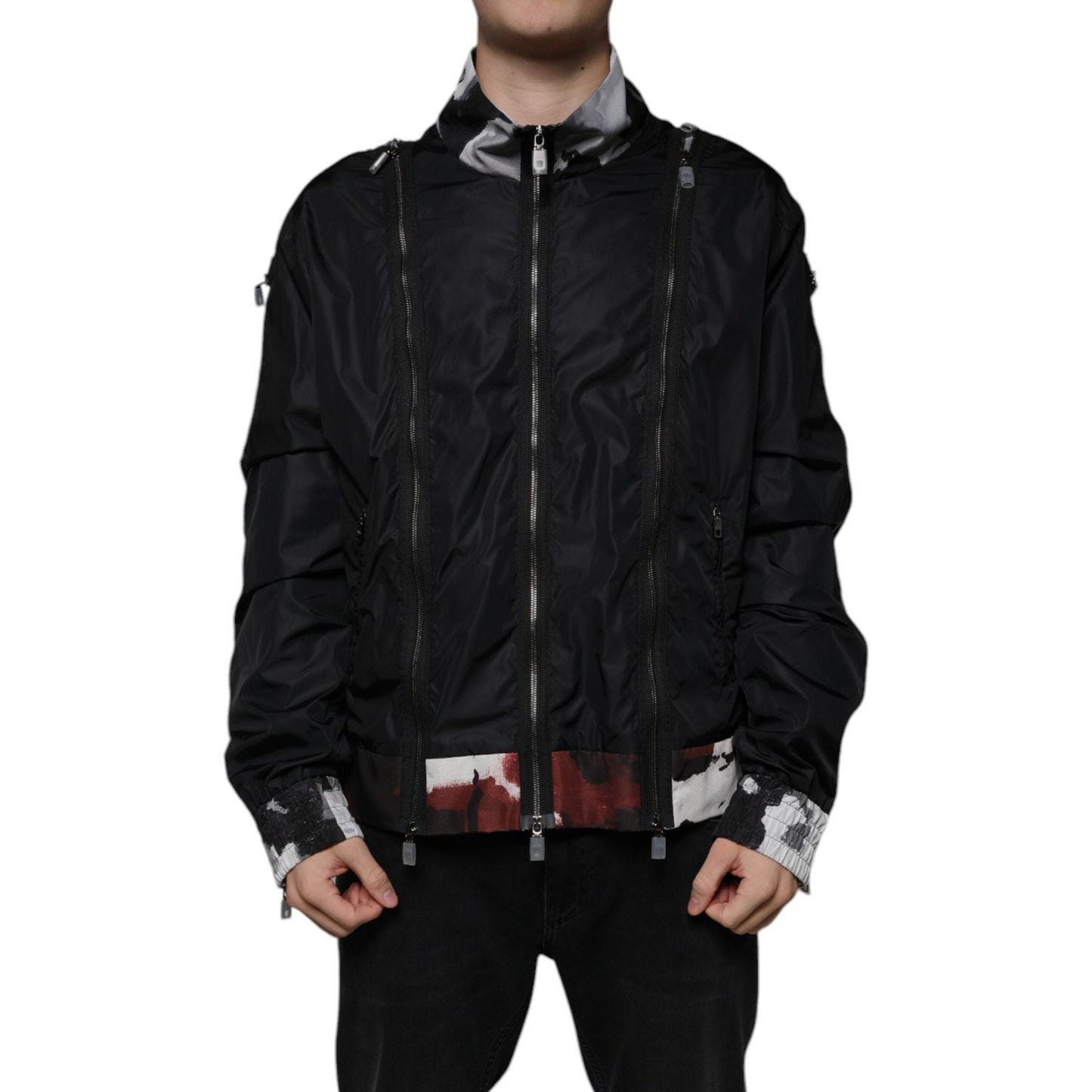 Dolce & Gabbana Black Nylon Full Zip Men Bomber Jacket Dolce & Gabbana Black