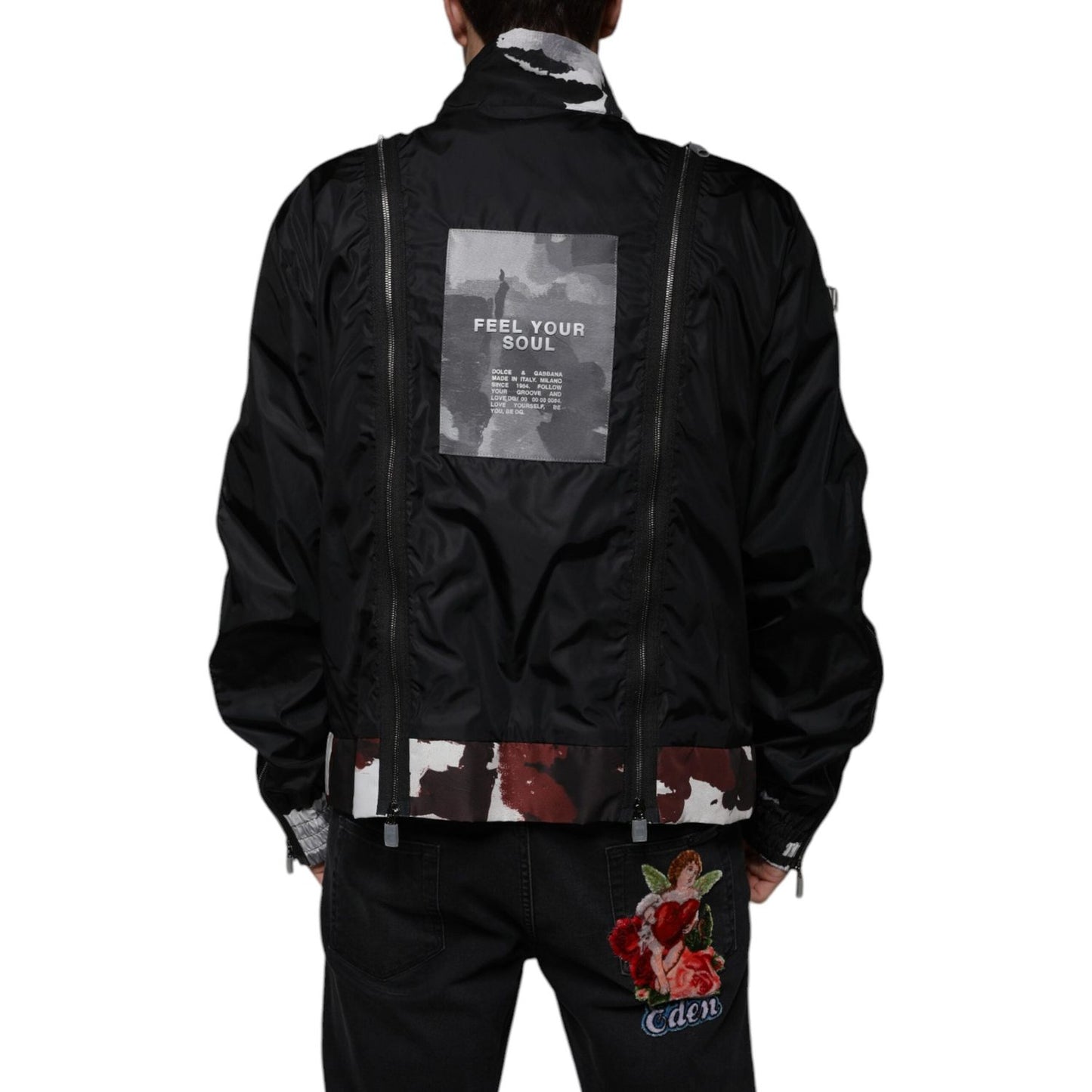 Dolce & Gabbana Black Nylon Full Zip Men Bomber Jacket Dolce & Gabbana Black