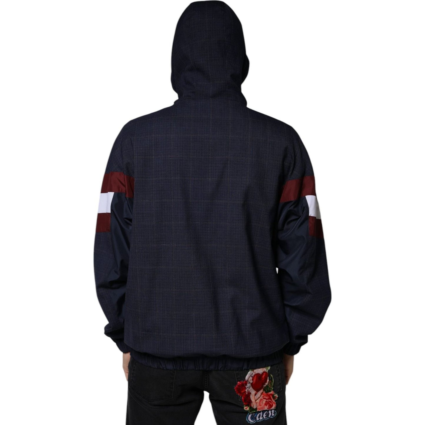 Dolce & Gabbana Blue Logo Full Zip Hooded Men Bomber Jacket Dolce & Gabbana Black