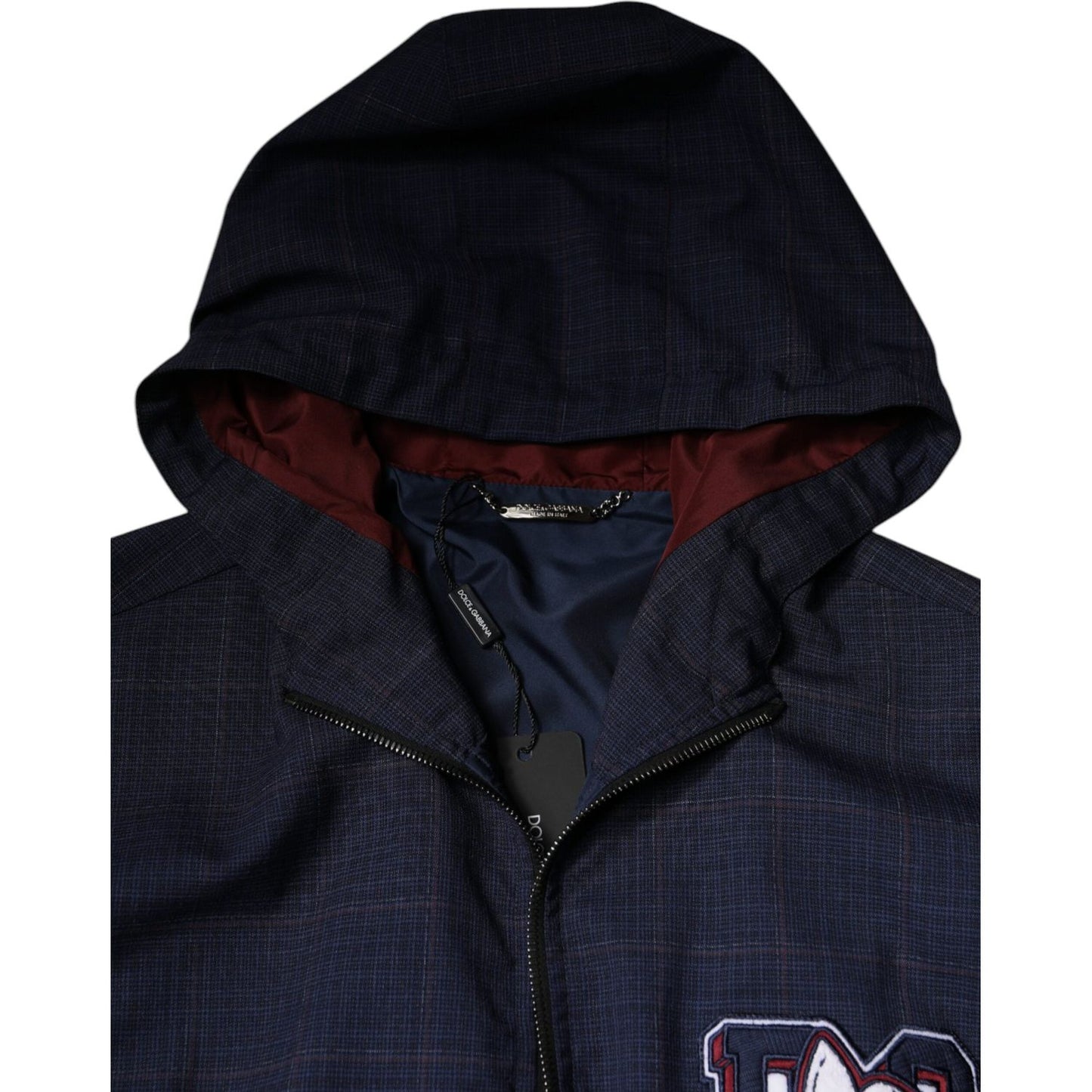 Dolce & Gabbana Blue Logo Full Zip Hooded Men Bomber Jacket Dolce & Gabbana Black