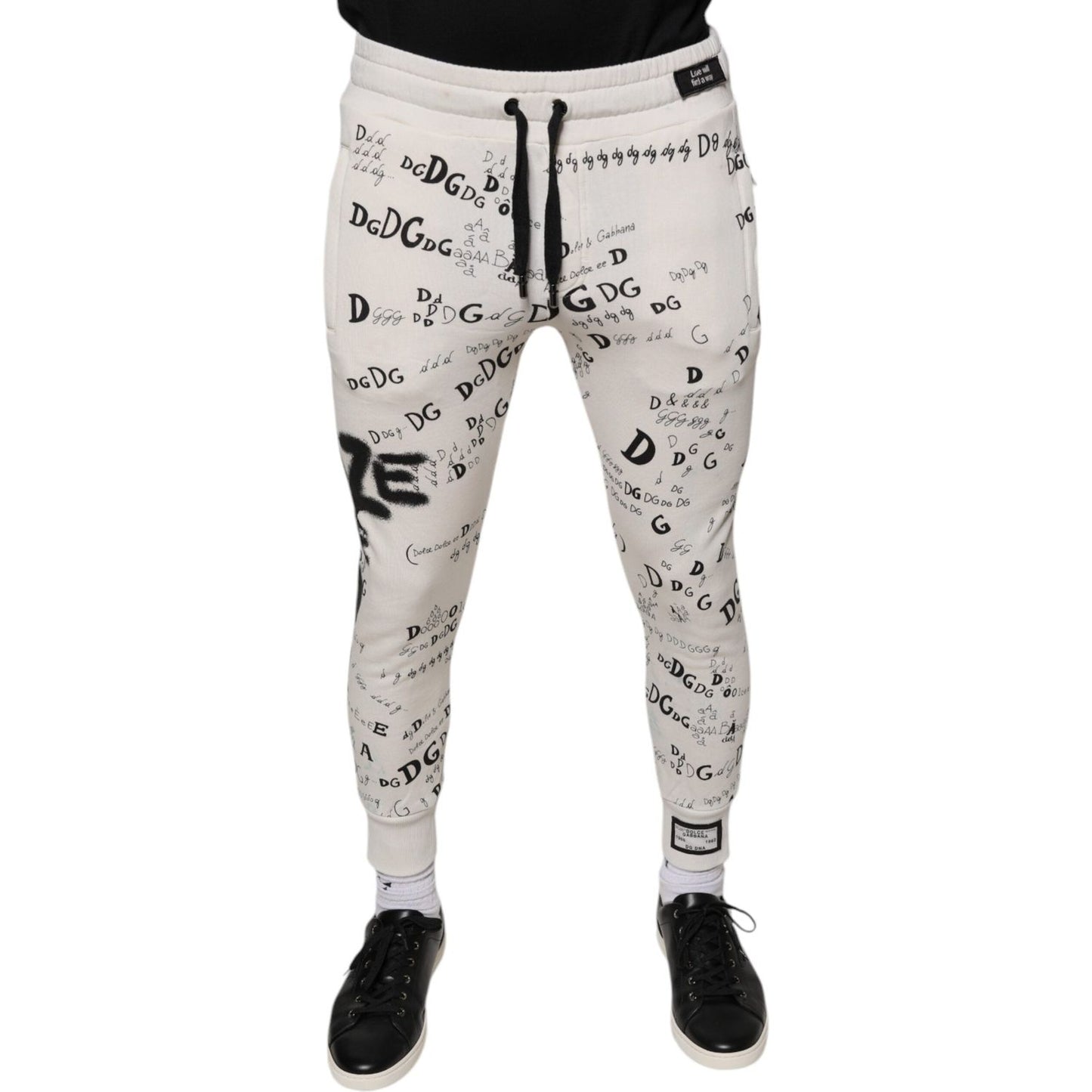 Dolce & Gabbana White Printed Cotton Jogger Sweatpants Pants PAN75609-44