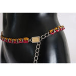 Dolce & Gabbana Red Yellow Leather Crystal Belt BEL10361-2