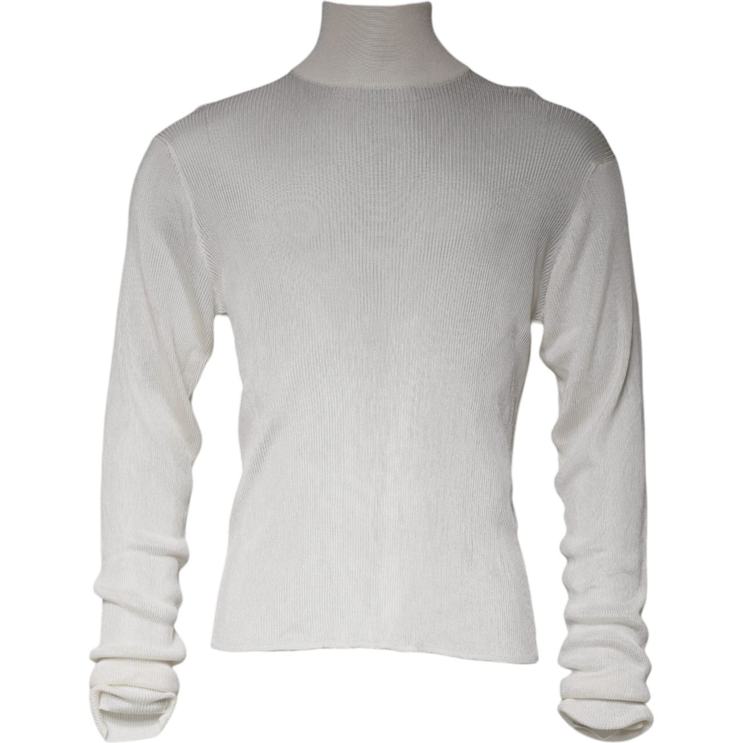 Dolce & Gabbana White Long Sleeve Turtleneck Men Pullover Sweater Dolce & Gabbana Gray