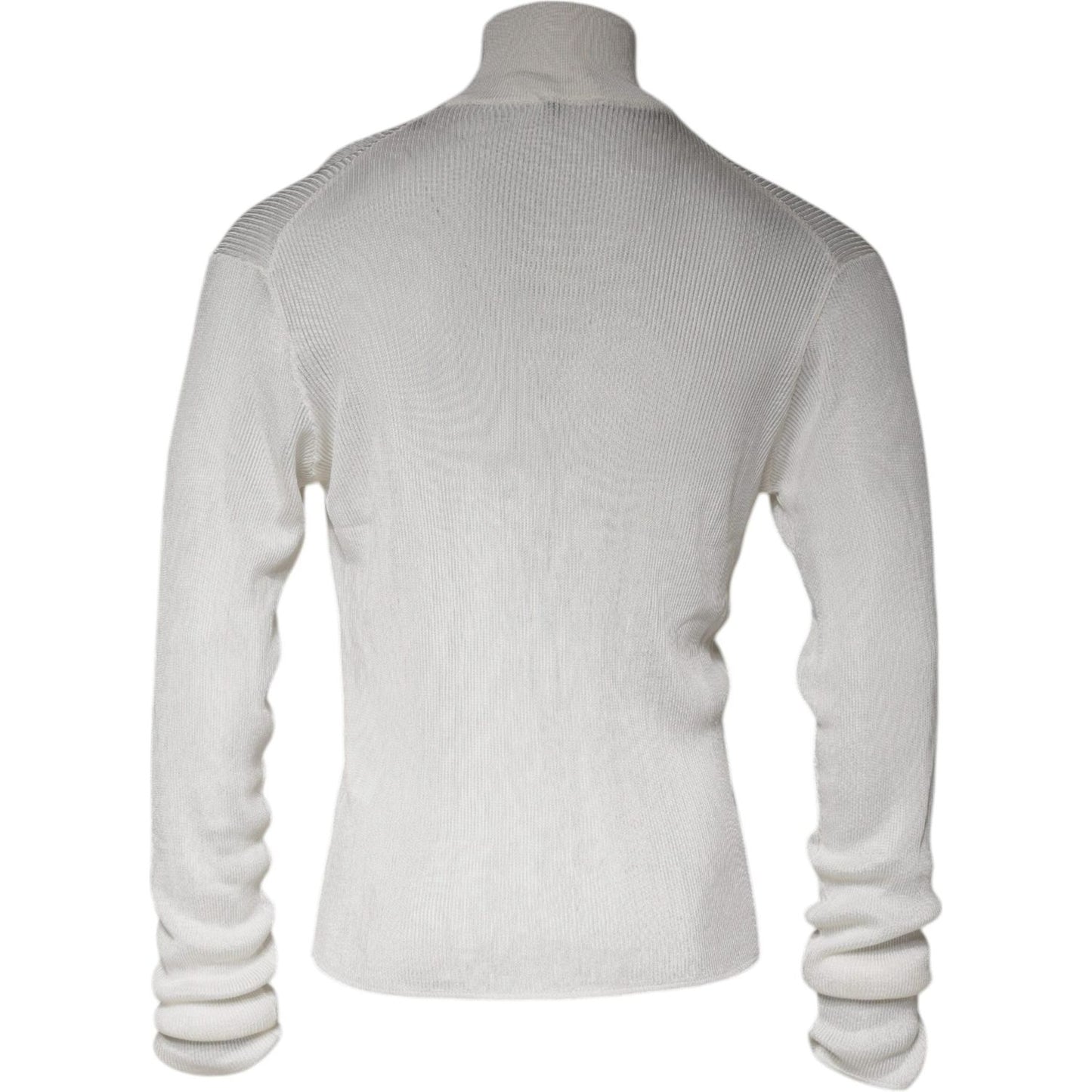 Dolce & Gabbana White Long Sleeve Turtleneck Men Pullover Sweater Dolce & Gabbana Light Gray