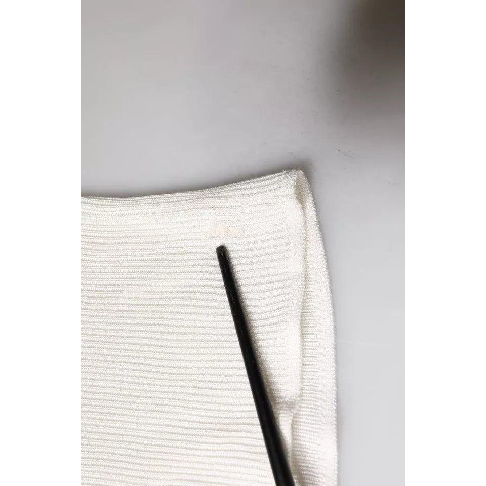 Dolce & Gabbana White Long Sleeve Turtleneck Men Pullover Sweater Dolce & Gabbana Light Gray