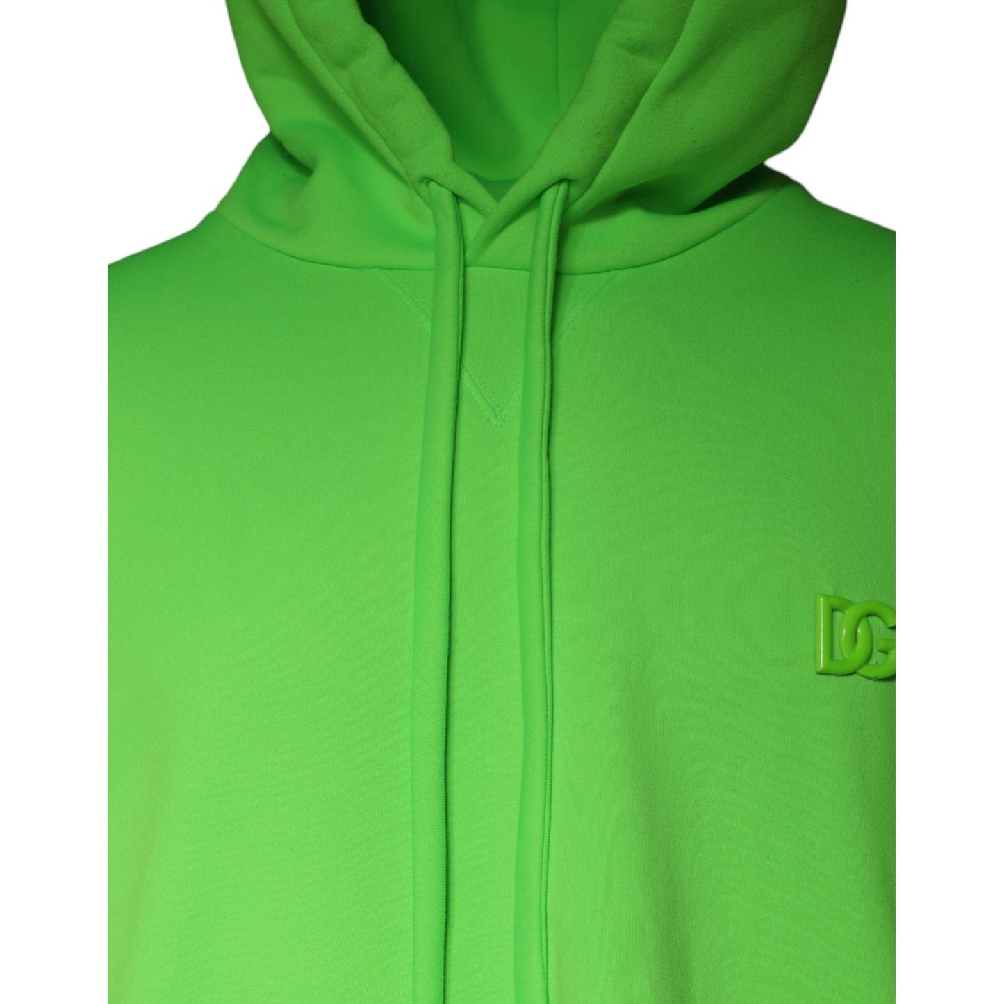 Dolce & Gabbana Green Logo Hooded Pullover Men Sweatshirt Sweater Dolce & Gabbana Lime Green