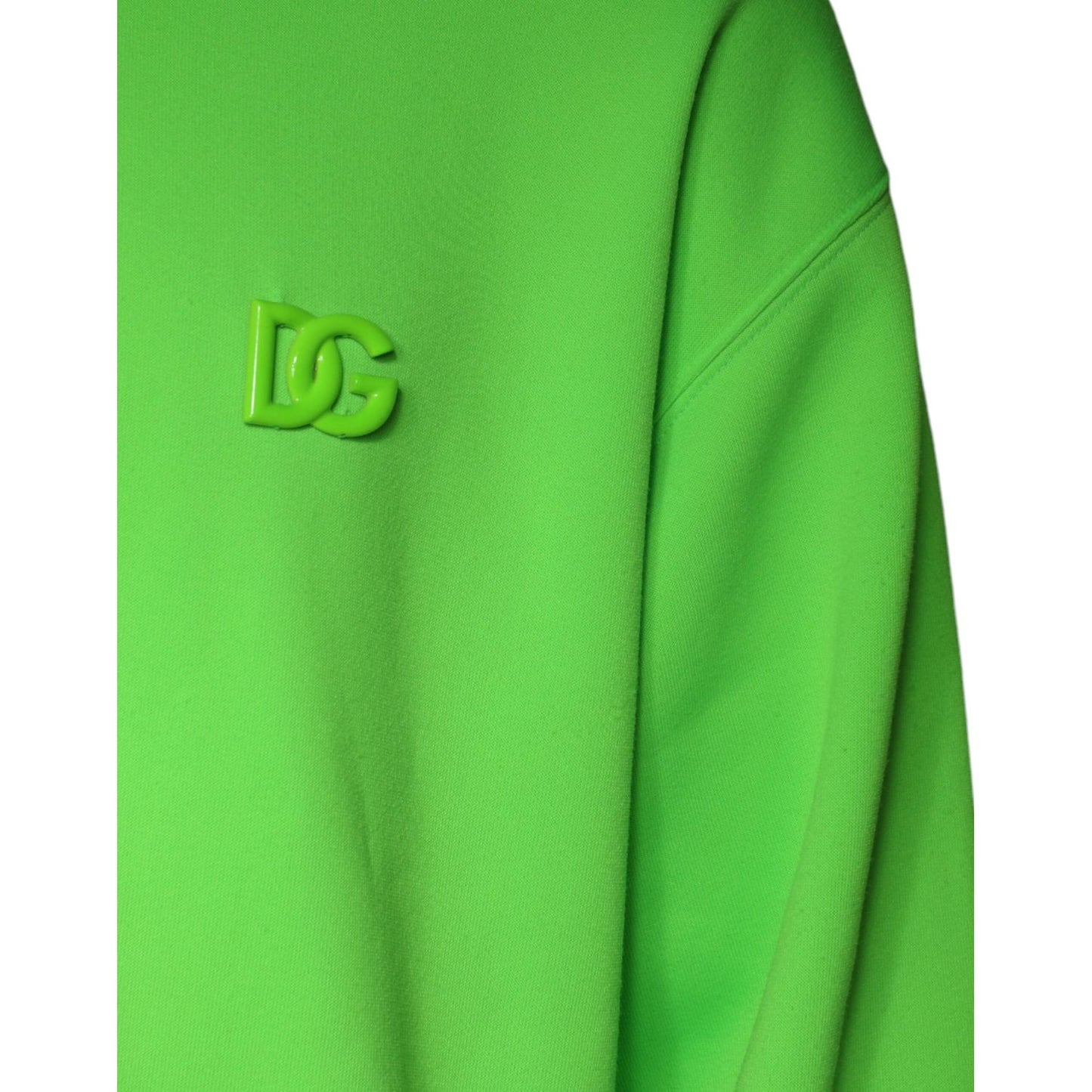 Dolce & Gabbana Green Logo Hooded Pullover Men Sweatshirt Sweater Dolce & Gabbana Lime Green