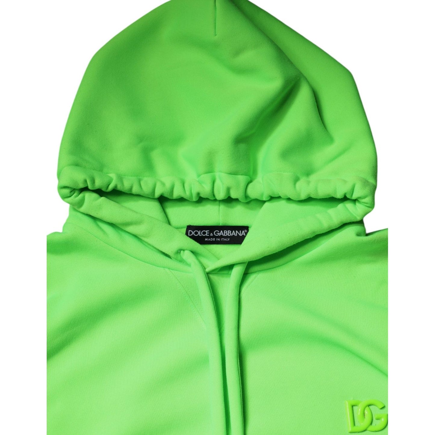 Dolce & Gabbana Green Logo Hooded Pullover Men Sweatshirt Sweater Dolce & Gabbana Light Green