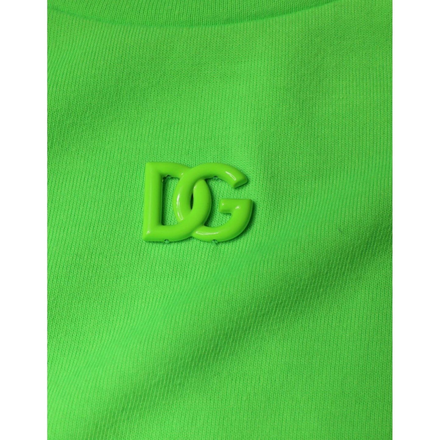 Dolce & Gabbana Green Logo Hooded Pullover Men Sweatshirt Sweater Dolce & Gabbana Lime Green