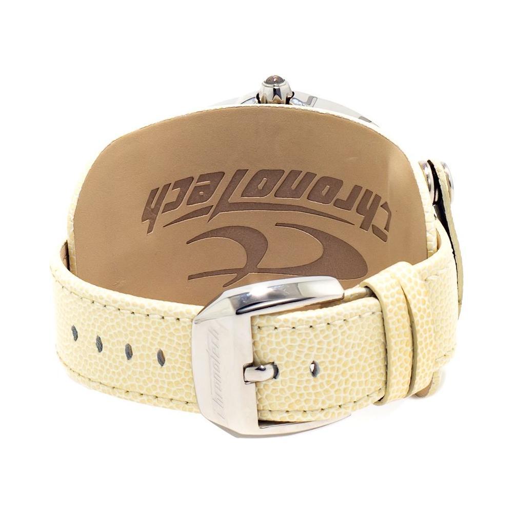 Chronotech Beige Leather Dress Watch