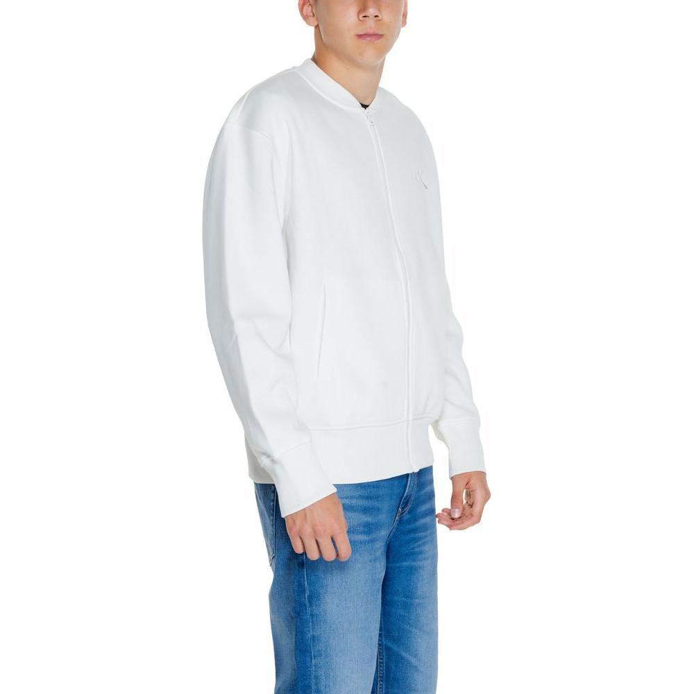 Calvin Klein Jeans White Recycled Cotton Sweater Calvin Klein Jeans Light Gray