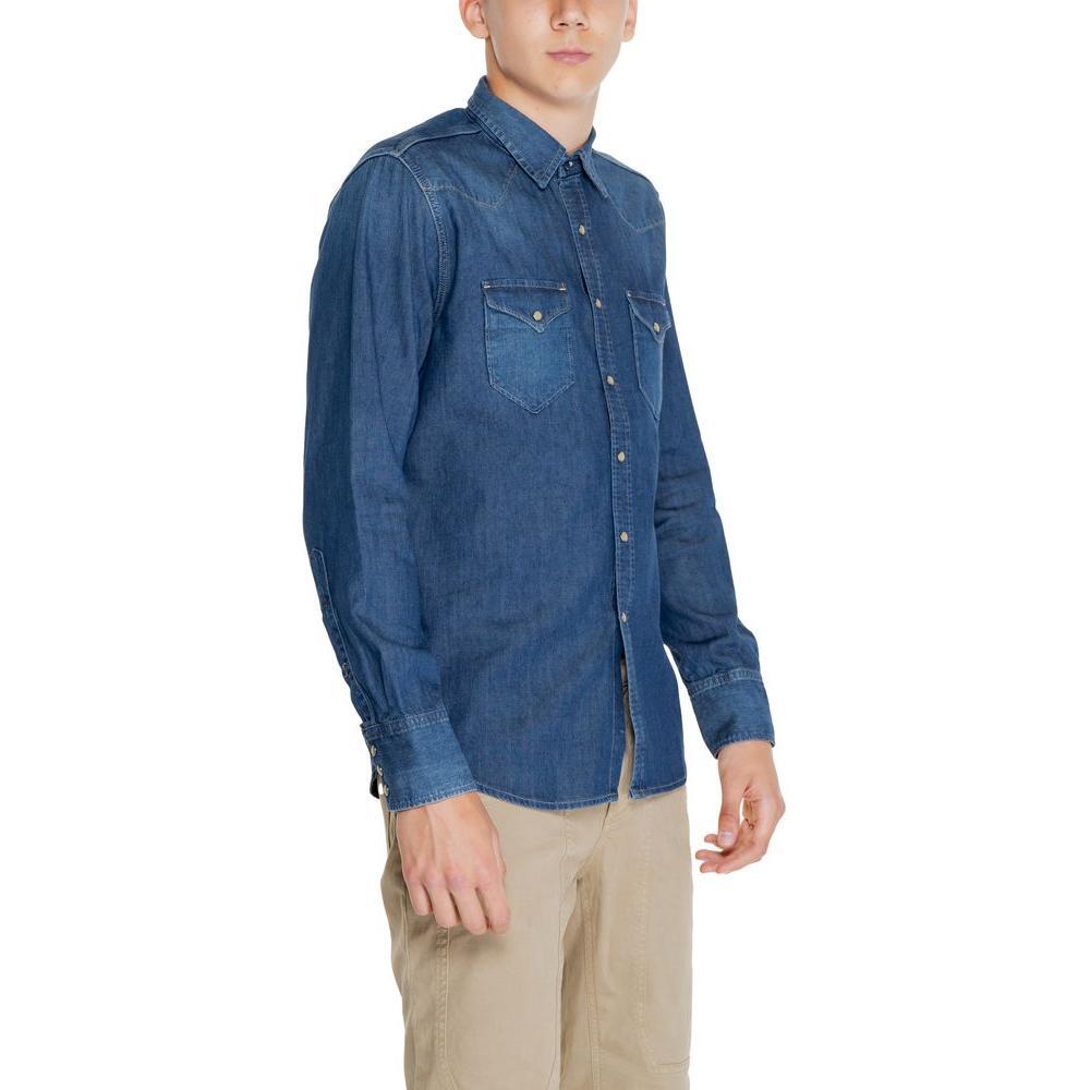 Replay Blue Cotton Shirt RE-14825100237-IT52 | XL
