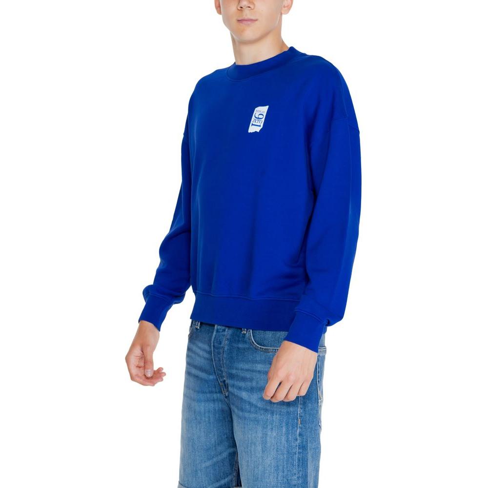 Men's Fall/Winter Replay blue cotton sweater, perfect for style and comfort in cooler weather, 100% cotton composition.