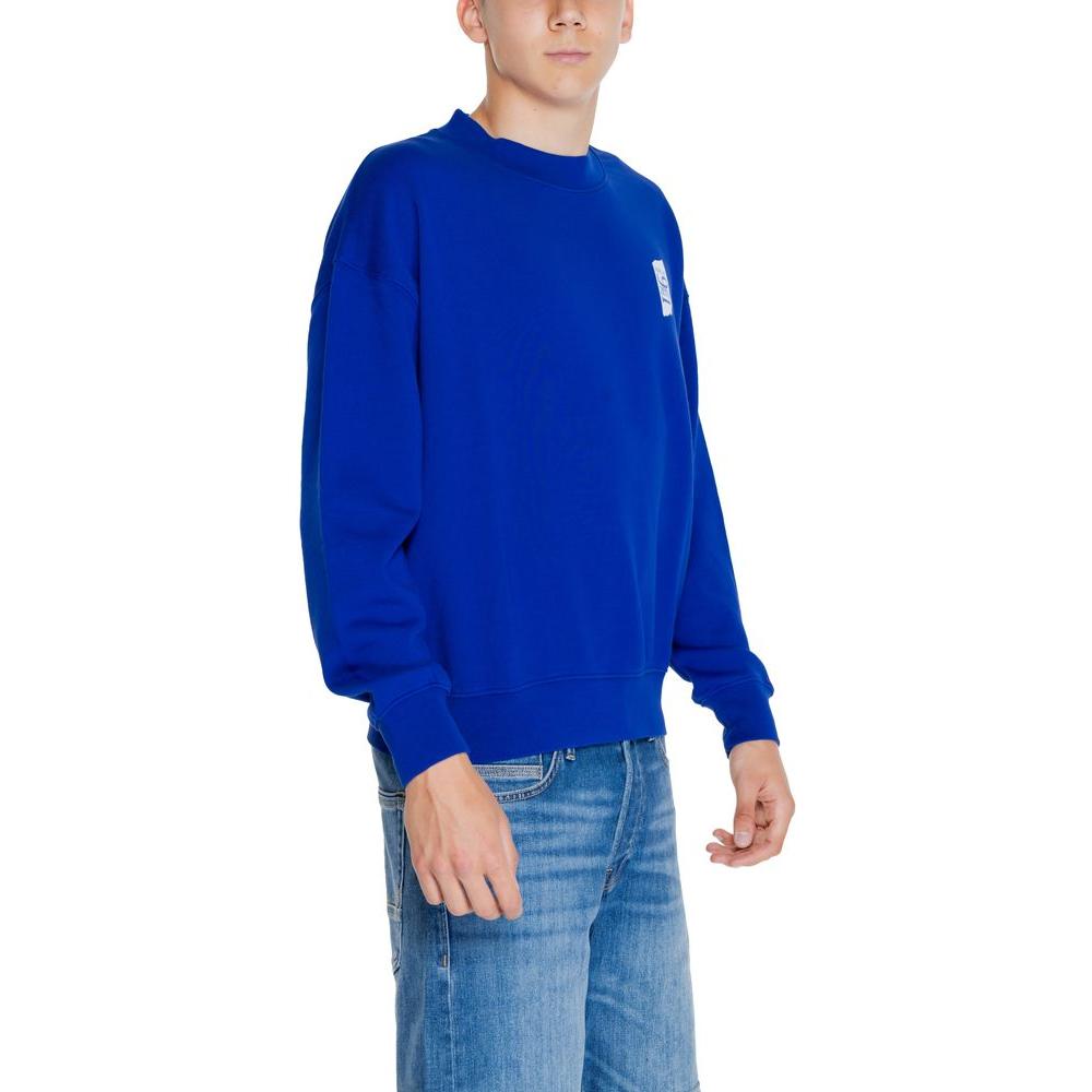 Men's Replay blue cotton sweater, fall/winter collection, 100% cotton. Ideal casual wear for men.