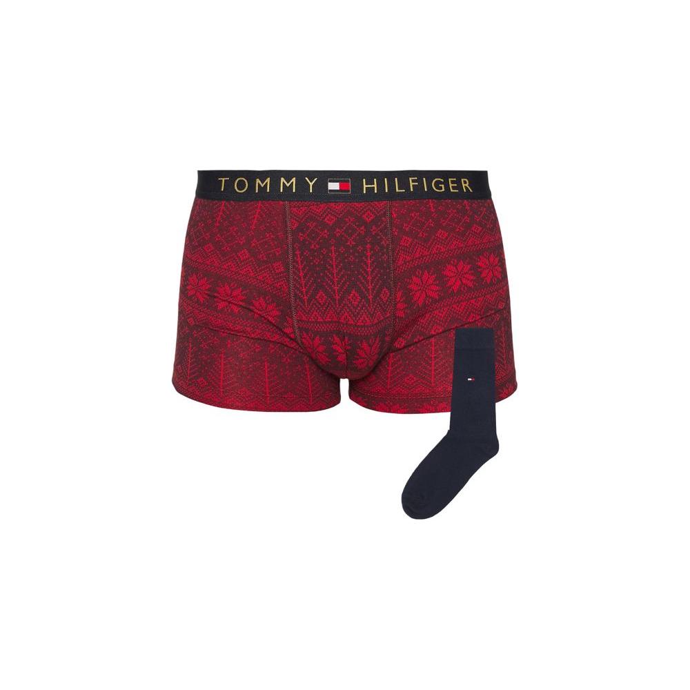 Tommy Hilfiger Bordeaux Cotton Men's Boxer Shorts with Socks - Fall/Winter Collection - Comfortable and Stylish Underwear