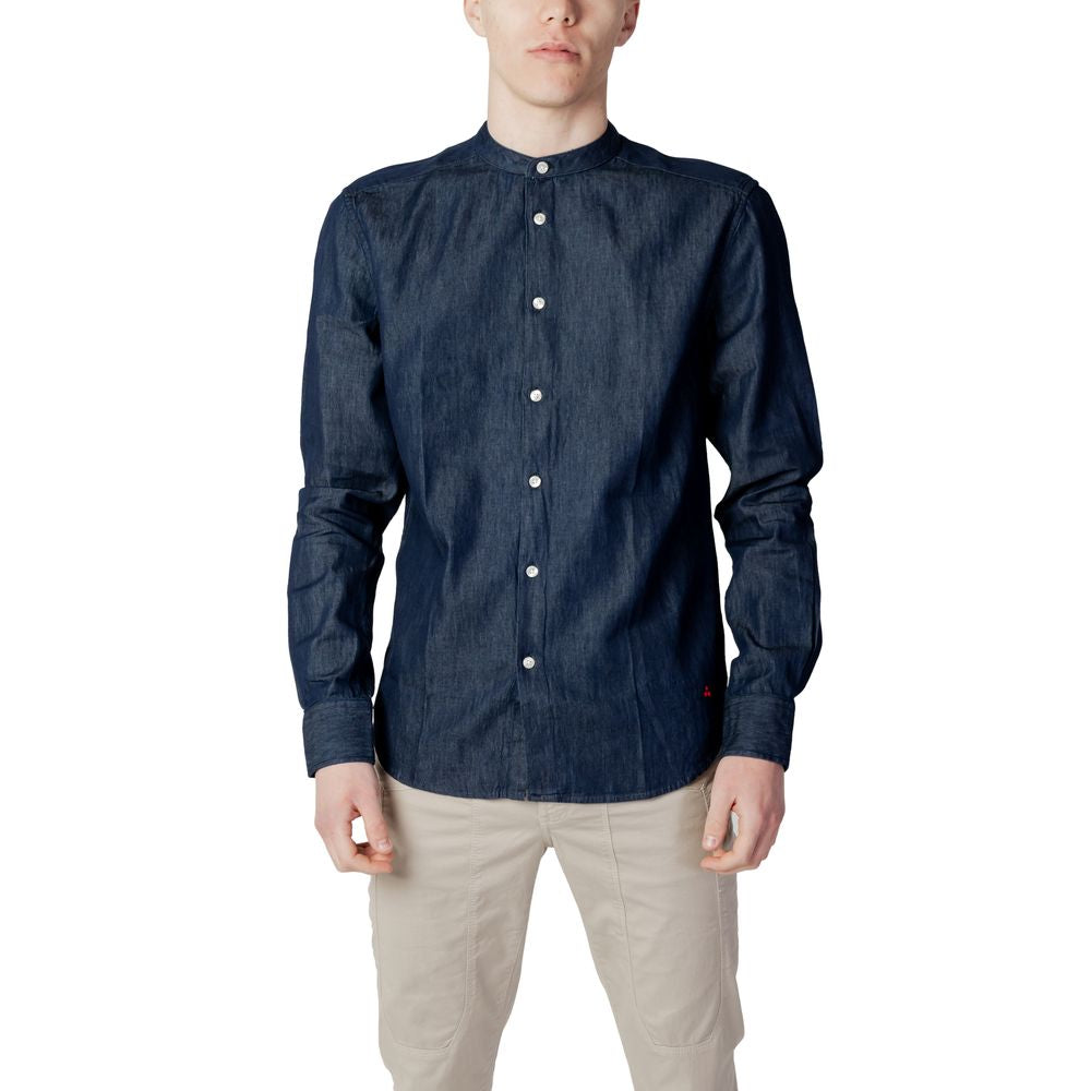 Peuterey men's long sleeve blue cotton shirt, spring/summer collection, 100% cotton.