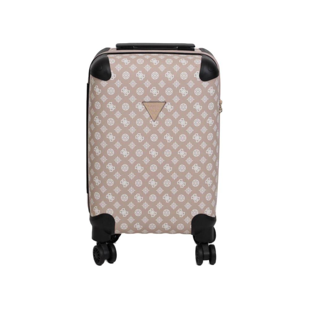 Guess pink polyethylene women's suitcase, spring/summer collection, 100% PU, 32x46x22 cm with wheels for travel.