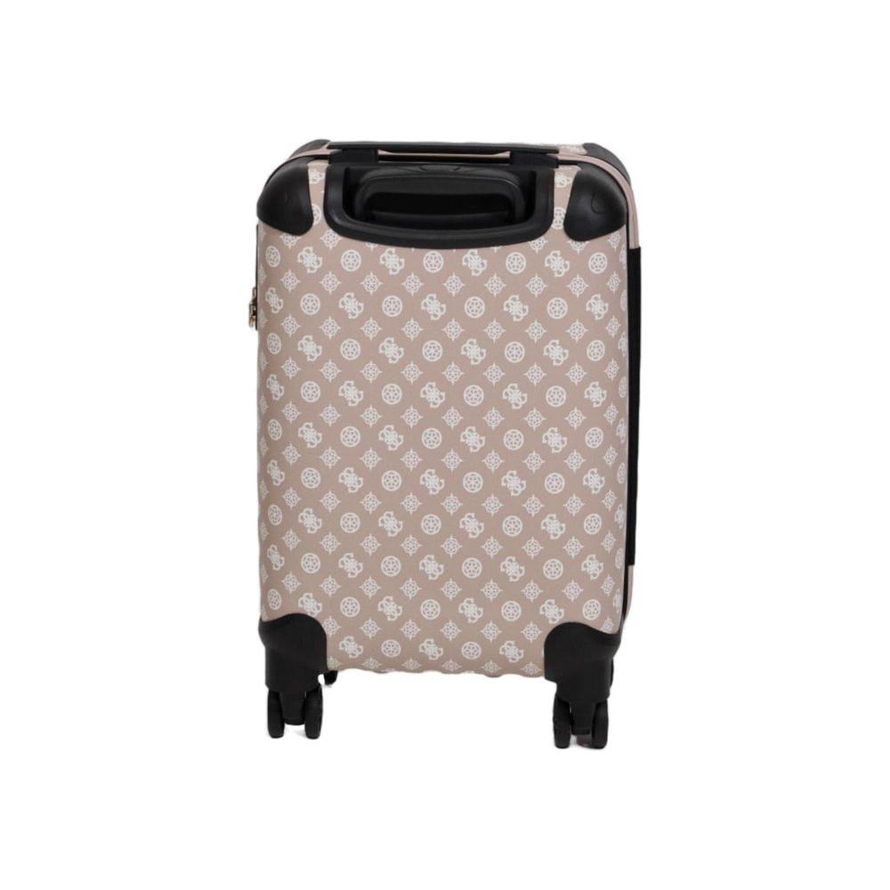 Guess pink polyethylene luggage with patterns, spring/summer women's suitcase, dimensions: 32x46x22 cm