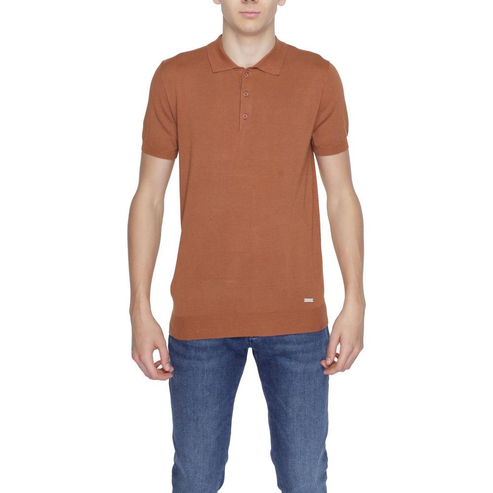 Gianni Lupo Brown Viscose Polo Shirt Gianni Lupo Sienna